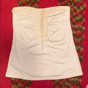 Cream colored tube top with lace